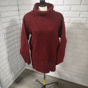 J. Peterman Company Unisex Size Large Burgundy Made in Ireland Turtleneck